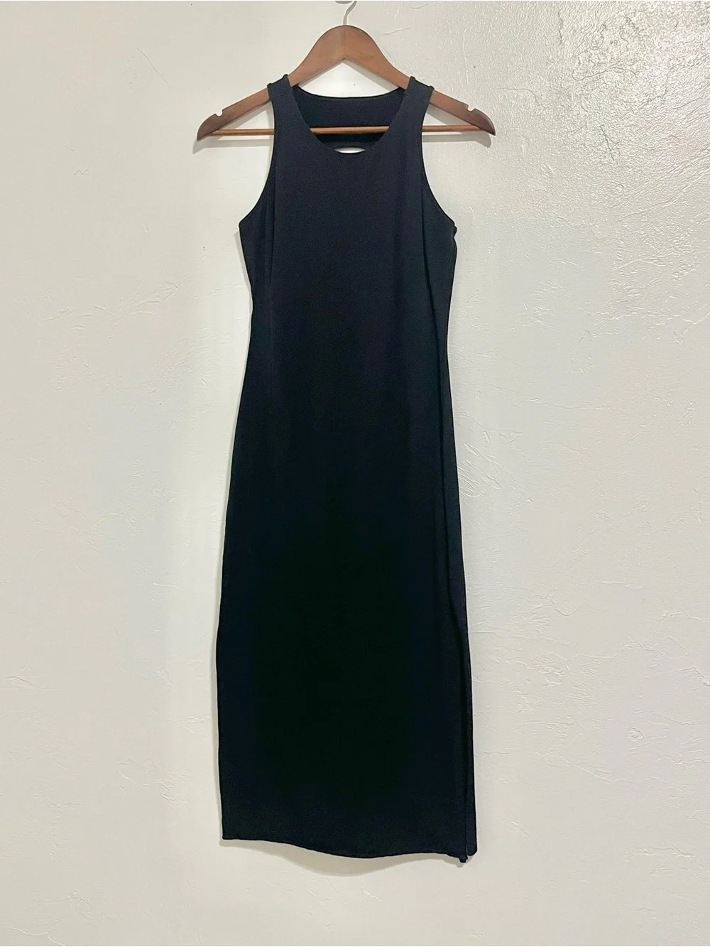 Free People Black Sleeveless Midi Tank Dress Racerback Back Out Size M